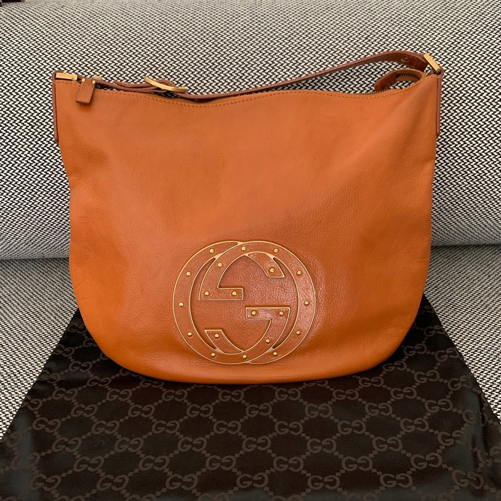 Gucci Studded Blondie Leather Hobo + dustbag